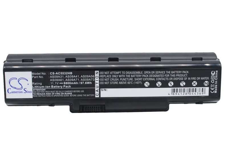 Acer Aspire 4732/5516/5517 Laptop Battery – 11.1V Black Li-Ion, 8800Mah, 97.68Wh 1