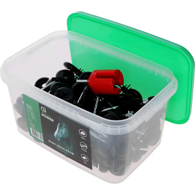 Agradi Power Ring Insulators With Drill Tool Bucket – 100-Piece Set, Black 1