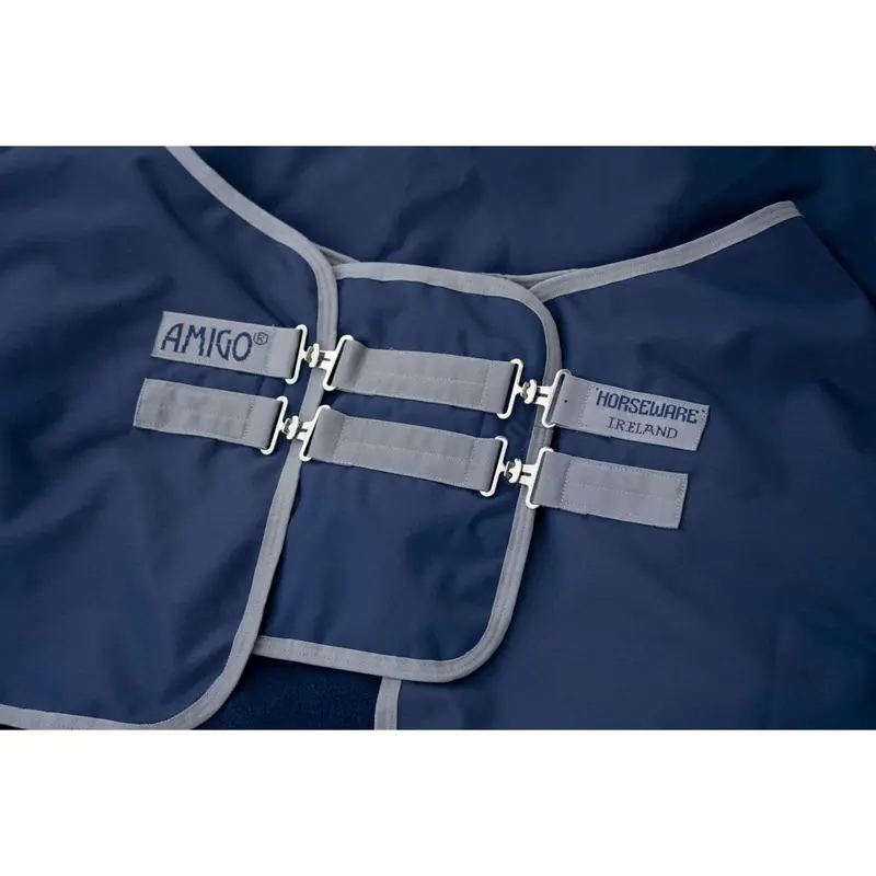 Amigo Navy And Titanium Grey Extended-Fit Turnout Rug 1