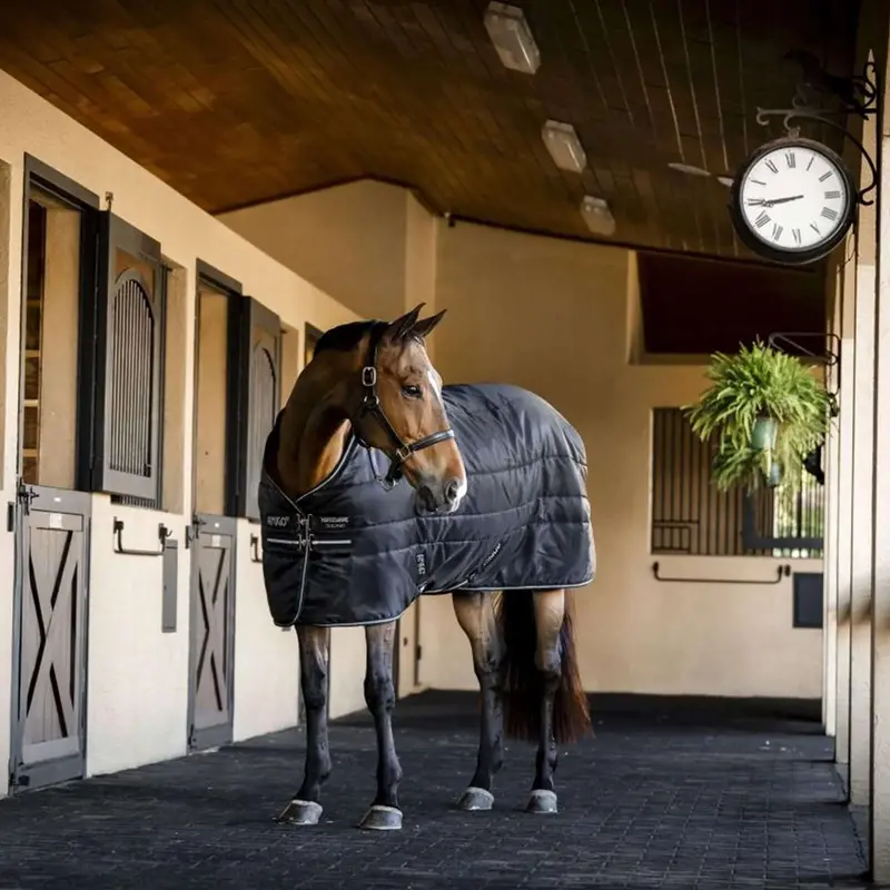 Amigo Ripstop Stable Rug – 50G Fill, Black & Silver 1