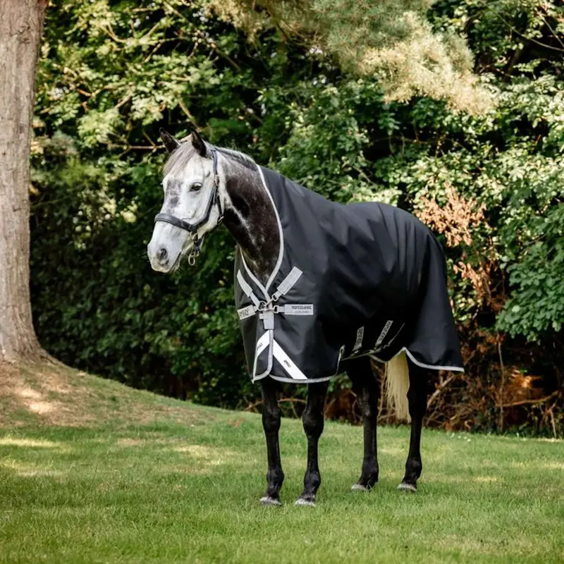 Amigo Wug 1200D Turnout Rug – Black/Titanium Grey/Silver, 50G Fill 1