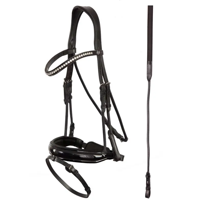 Anky Anatomical Bridle With Rein Reinforcement – Black, Includes Reins 1
