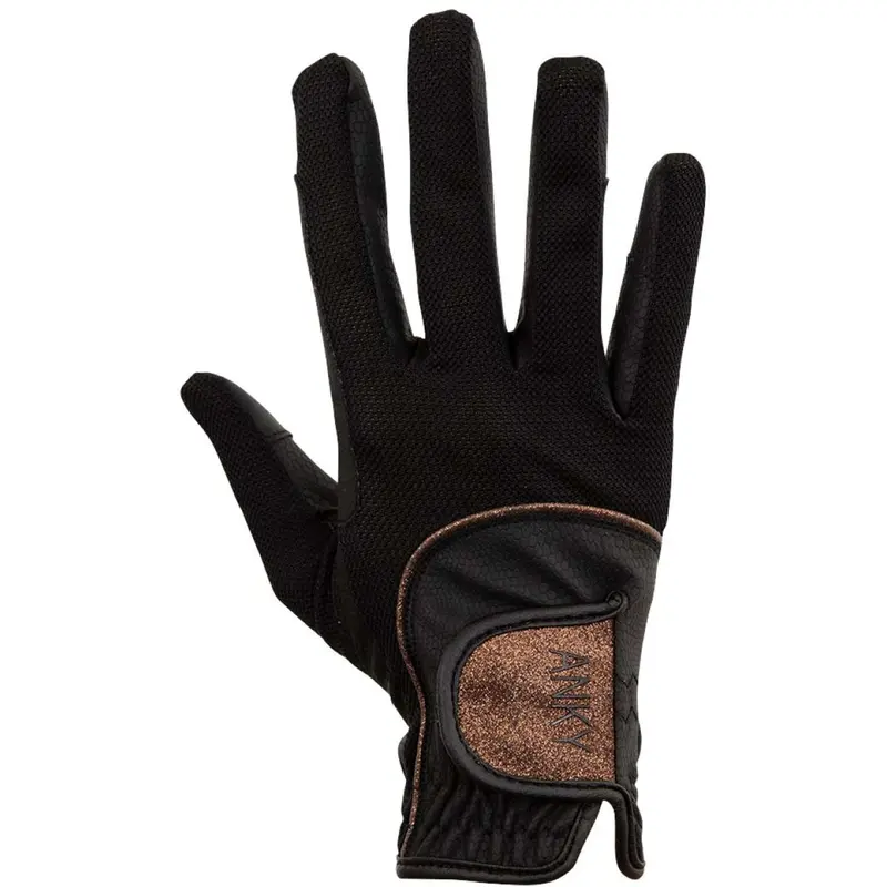 Anky Technical Mesh Riding Gloves In Black And Copper 1