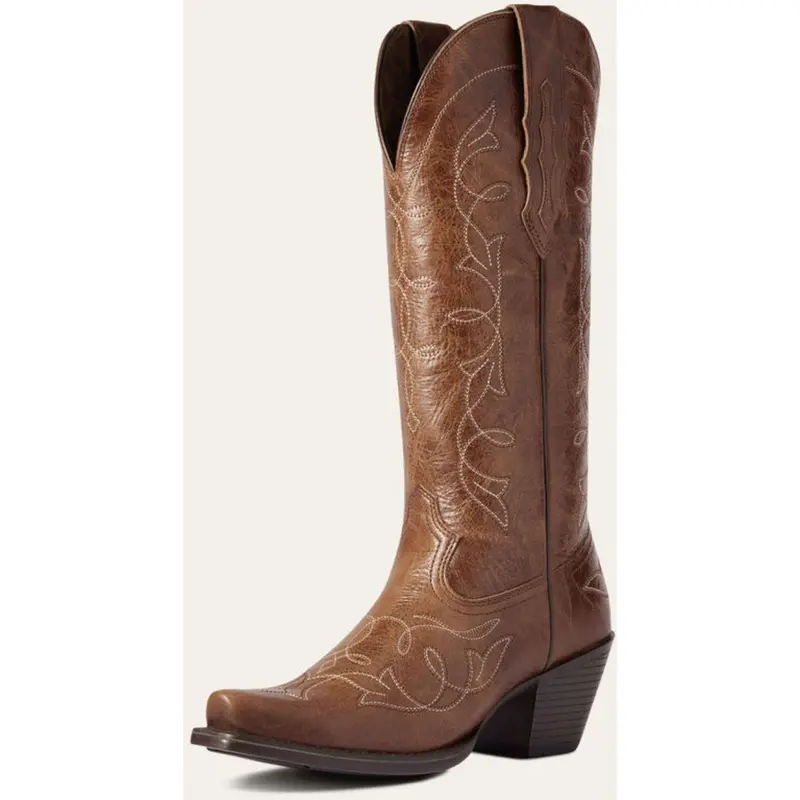 Ariat Heritage D-Toe Western Boots – Women'S Dark Tan Stretchfit Design 1