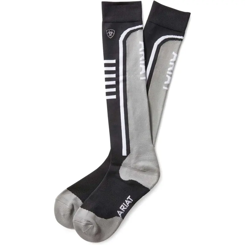 Ariat Slimline Performance Socks – Black And Gray 1