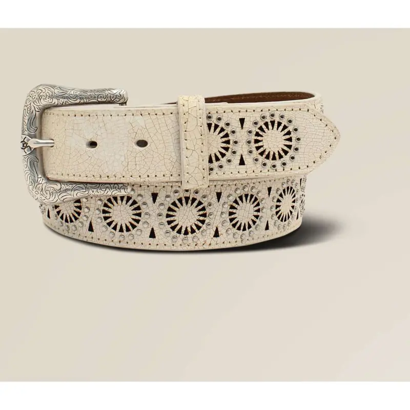 Ariat Women'S Circle Burst Embellished Belt – White 1