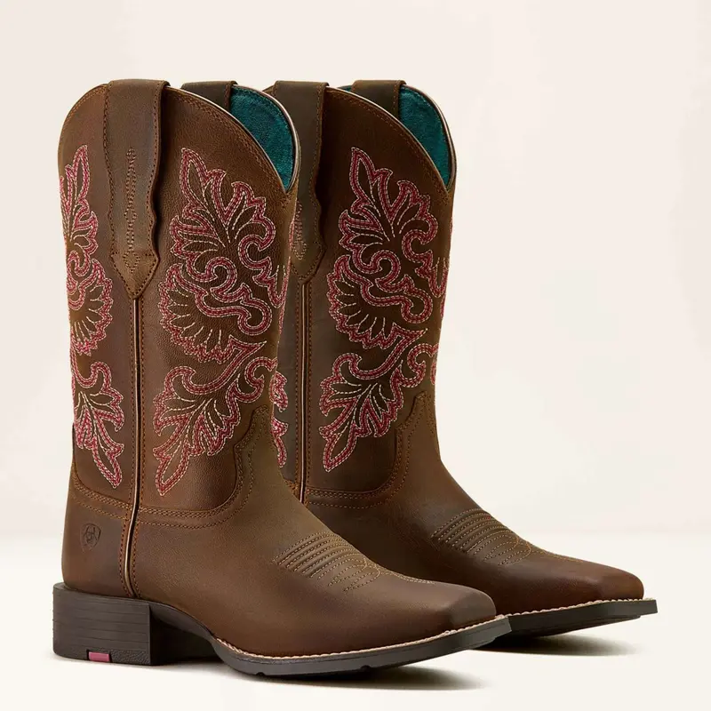 Ariat Women'S Round Up Wide Square Toe Western Boots – Sassy Brown 1
