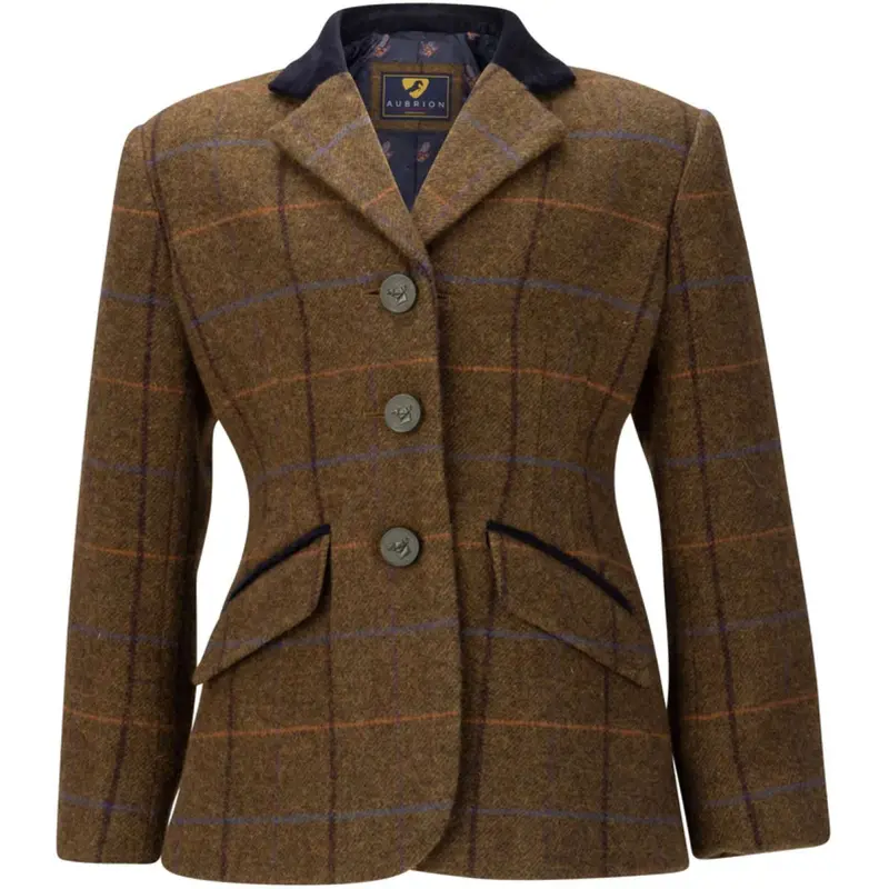 Aubrion By Shires Saratoga Competition Jacket For Kids In Brown Check 1