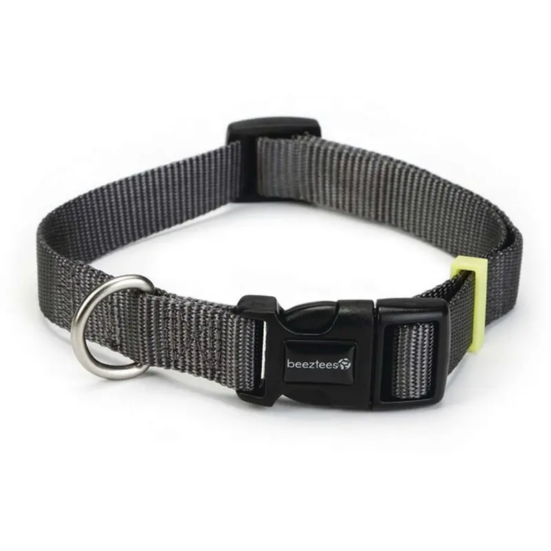 Beeztees Solid Nylon Dog Collar – Dark Grey 1