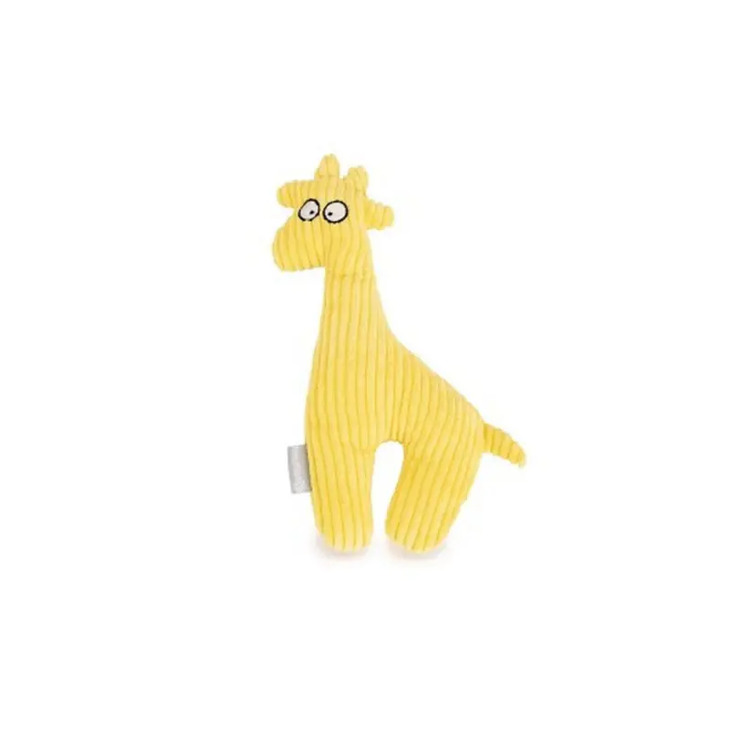 Beeztees Yellow Corduroy Giraffe Plush Toy Raffo 1
