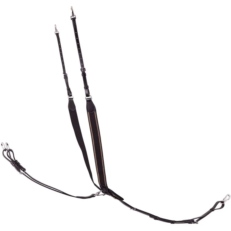 Br Taunton Hunt Collar With Elastic Martingale – Black & Silver 1