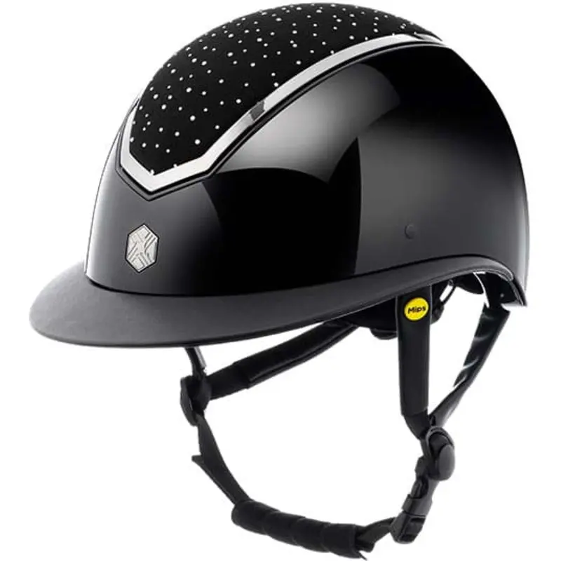 Charles Owen Kylo Crystal Wide Peak Helmet With Mips – Gloss Black And Chrome 1