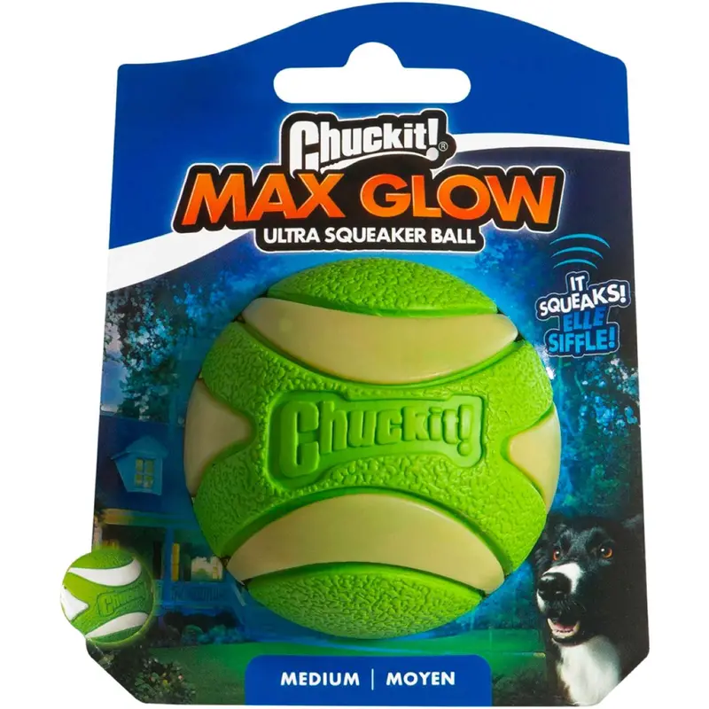 Chuckit Max Glow Ultra Squeaker Ball 1
