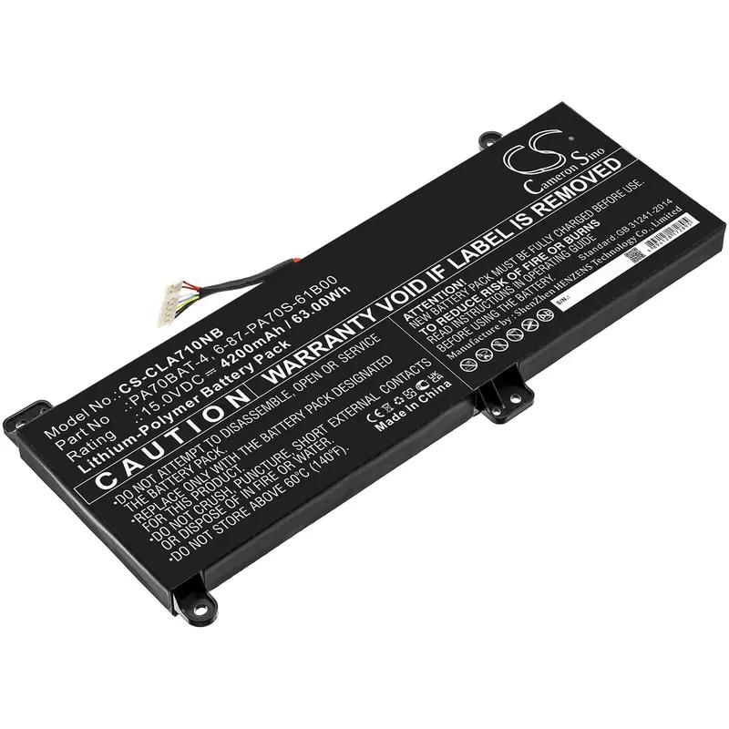 Clevo Pa70Hp6-G / Pa70Hs-G / Pa71Hp6-G Laptop Battery – 15.0V Li-Polymer, 4200Mah, 63.0Wh 1
