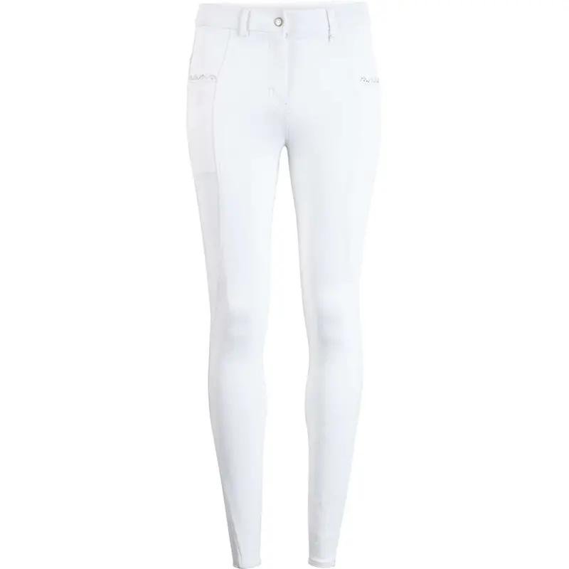 Crystal Full-Grip White Riding Tights 1