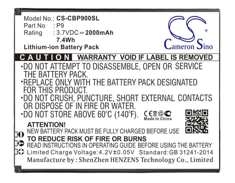 Cubot P9 Smartphone Replacement Battery – 3.7V Li-Ion, 2000Mah, 7.4Wh 1