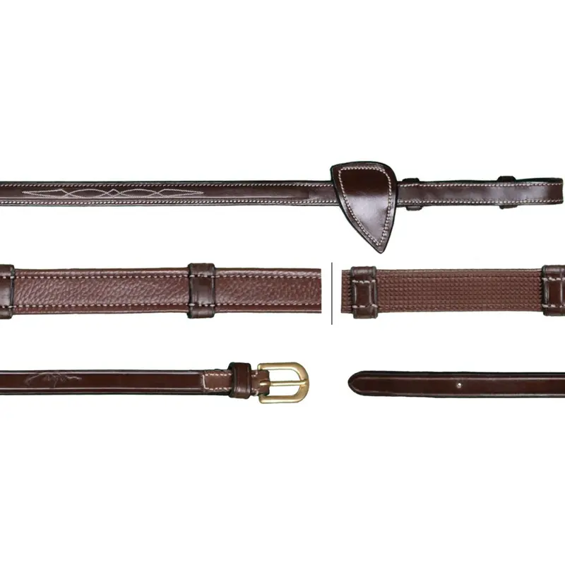 Dyon Five-Eighths Hunter Reins With Leather Stops – Brown 1