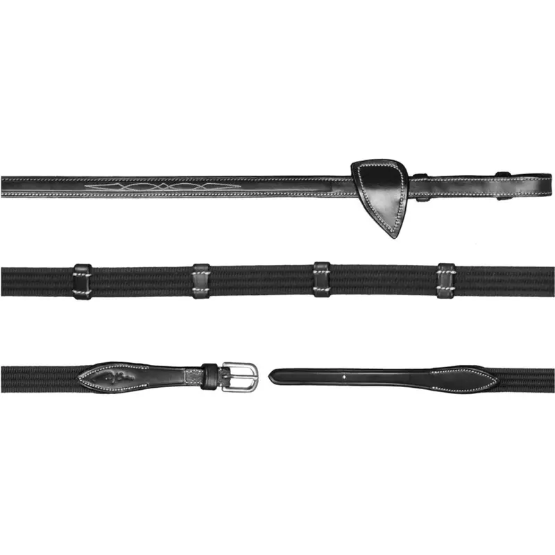 Dyon Us-Style 9-Loop 5/8" Rubber Reins – Black 1
