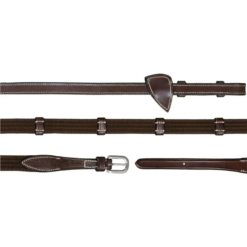 Dyon Working 9-Loop 5/8" Rubber Reins – Brown 1