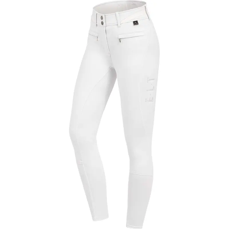 Elt Maja Glam High-Waisted Curved Riding Pants In White 1