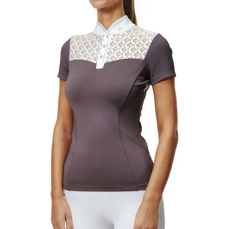 Equestrian Stockholm Crystal Champion Competition T-Shirt – White & Dark Violet 1