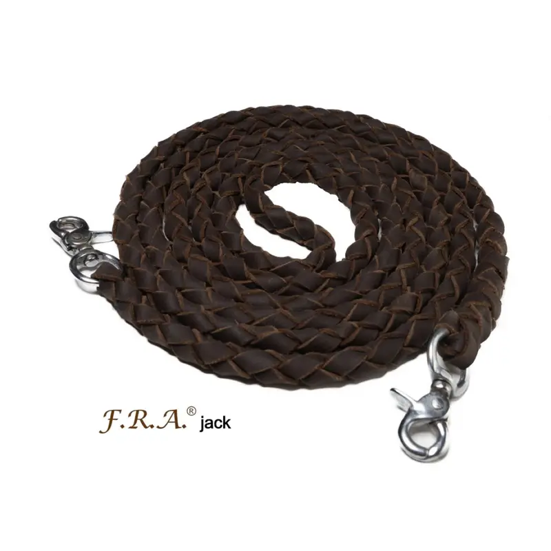 F.R.A. Braided Leather Jack Reins – Rich Brown 1