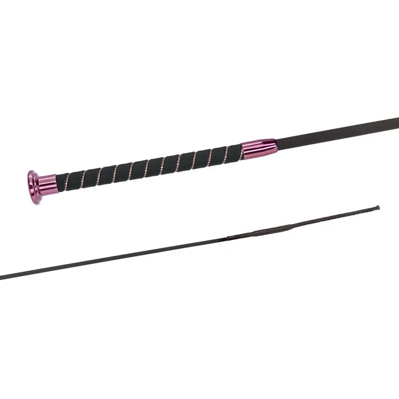 Fleck Rose Crystal Silktouch Dressage Whip 1