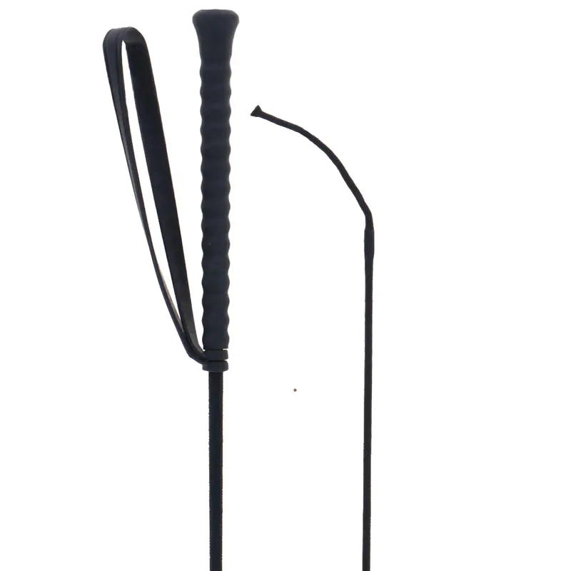 Fleck Rubber-Handled Riding Crop – Black 1