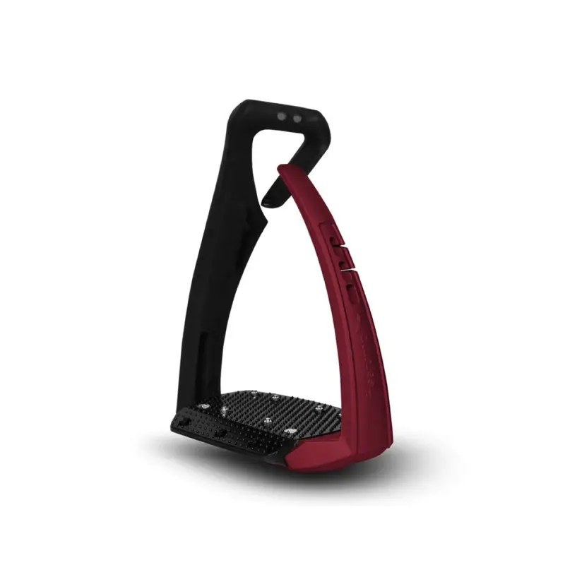 Freejump Soft Up Pro Plus Stirrup Leathers – Black & Pearl Red Velvet 1
