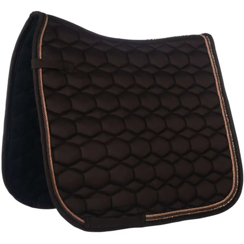 Hkm Rose Gold Glamour Dressage Saddle Pad – Brown/Rose Gold 1