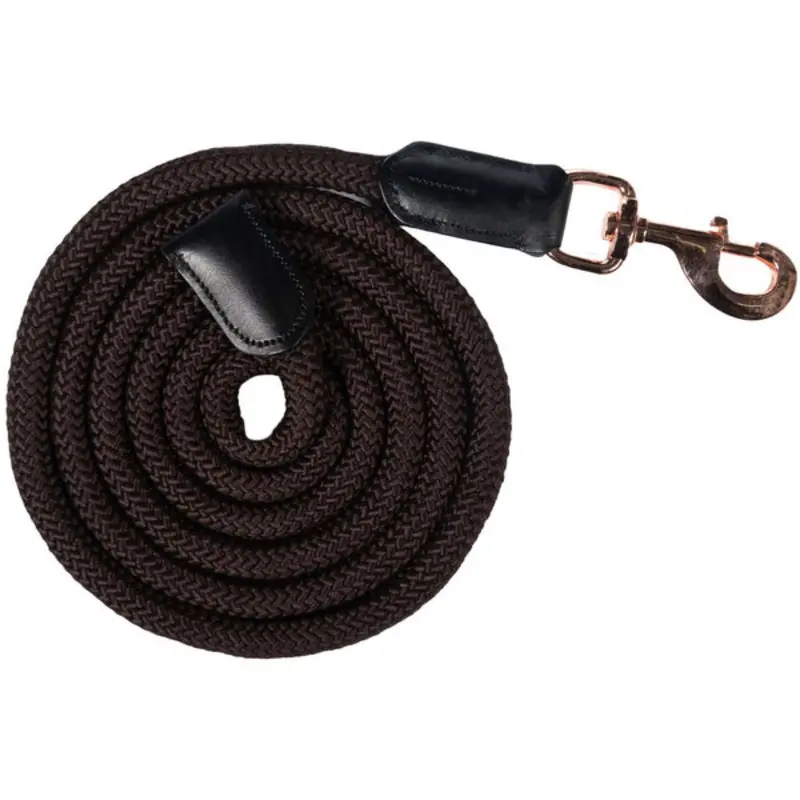 Hkm Rose Gold Glamour Halter Rope With Brown Snap Hook 1
