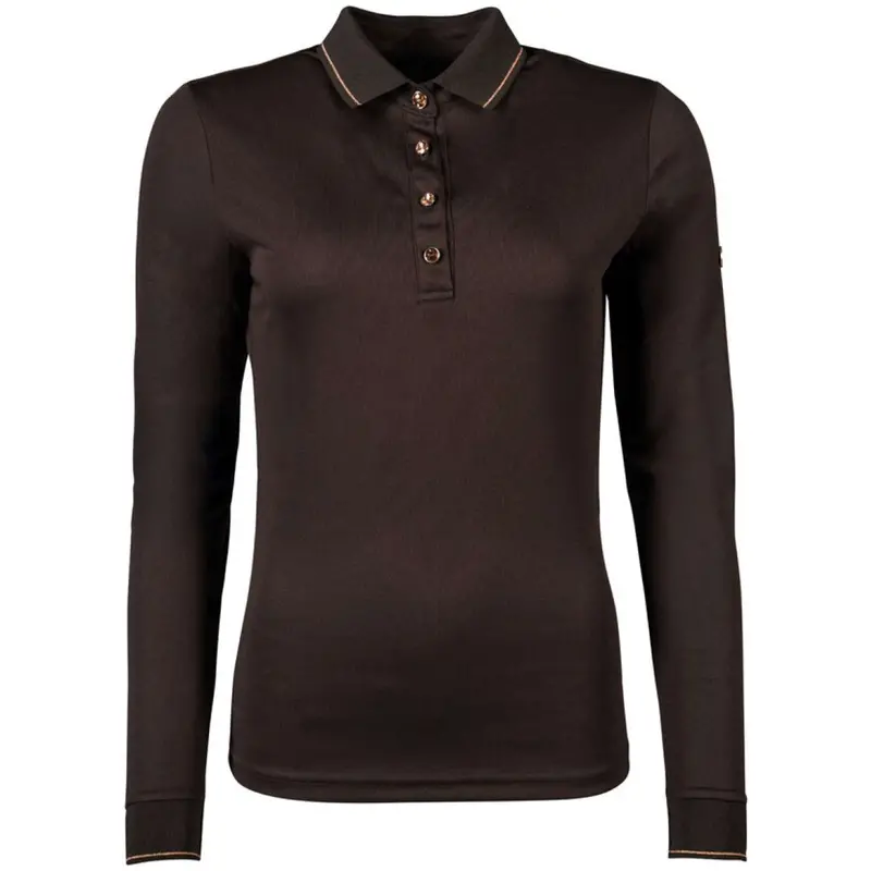 Hkm Rosegold Glamour Long-Sleeve Polo – Brown/Rose Gold 1