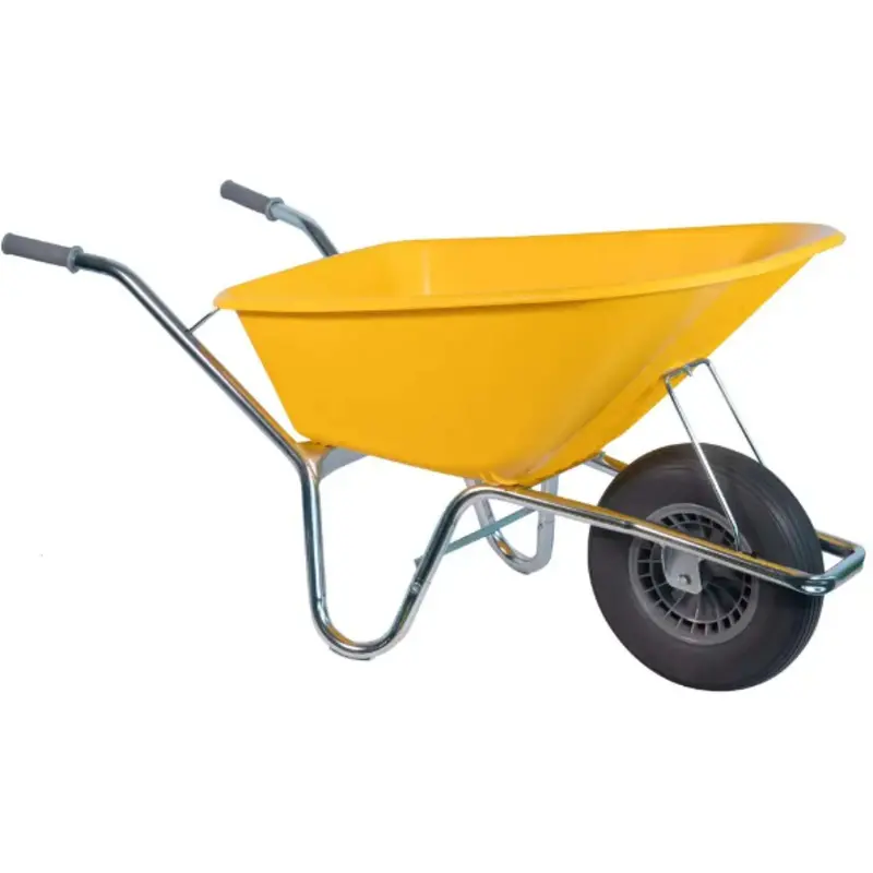 Hummer Heavy-Duty Wheelbarrow With Puncture-Proof Yellow Wheels 1