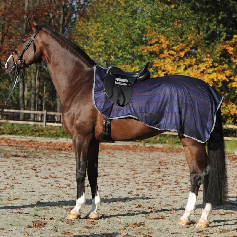 Kavalkade Fly Sheet For Horses – Navy And Gray 1