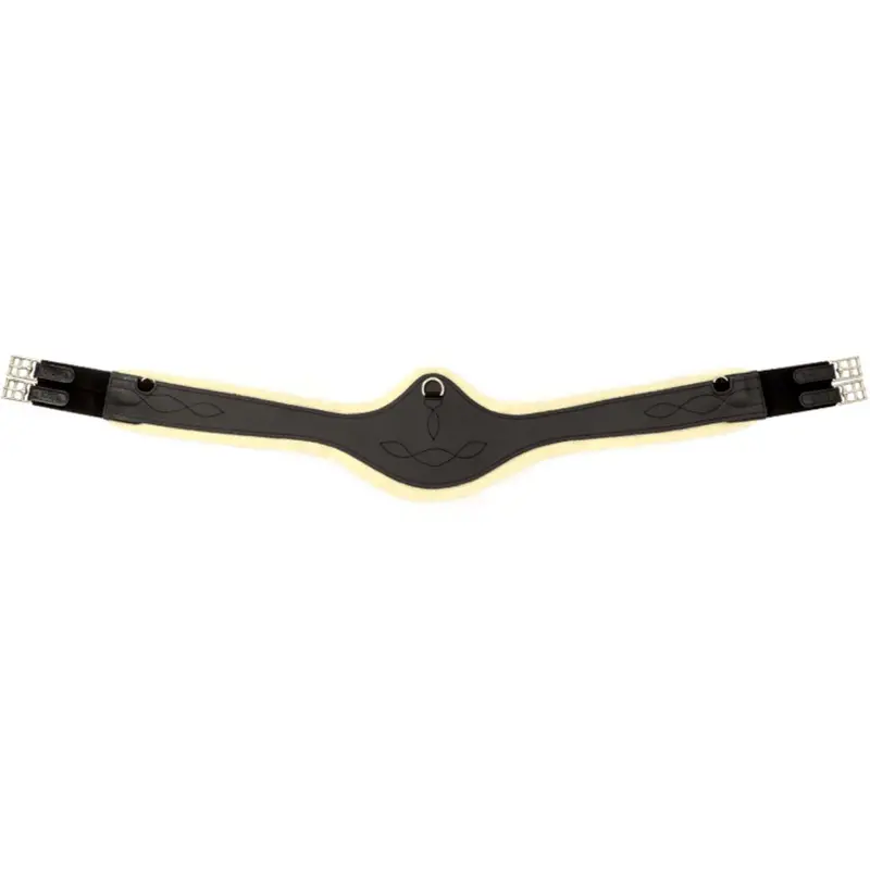 Kavalkade Versatile Casper Girth: Oiled Leather With Faux Fur And Elastic – Black/Natural 1