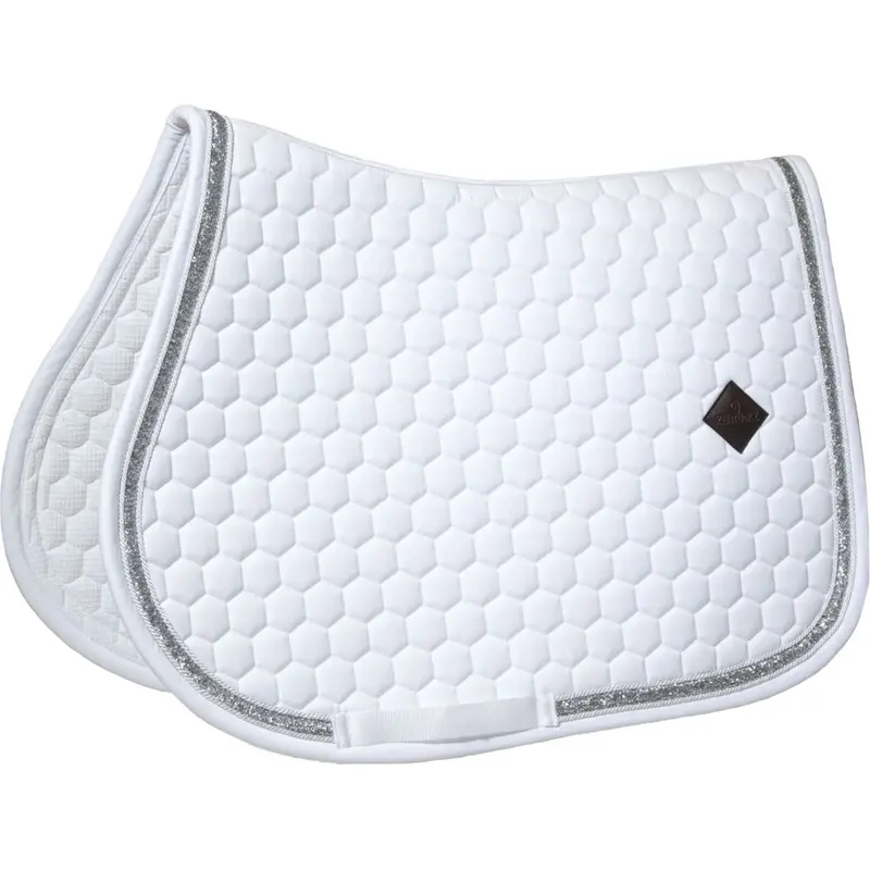 Kentucky Horsewear Glitter Jump Saddle Pad In White And Silver 1