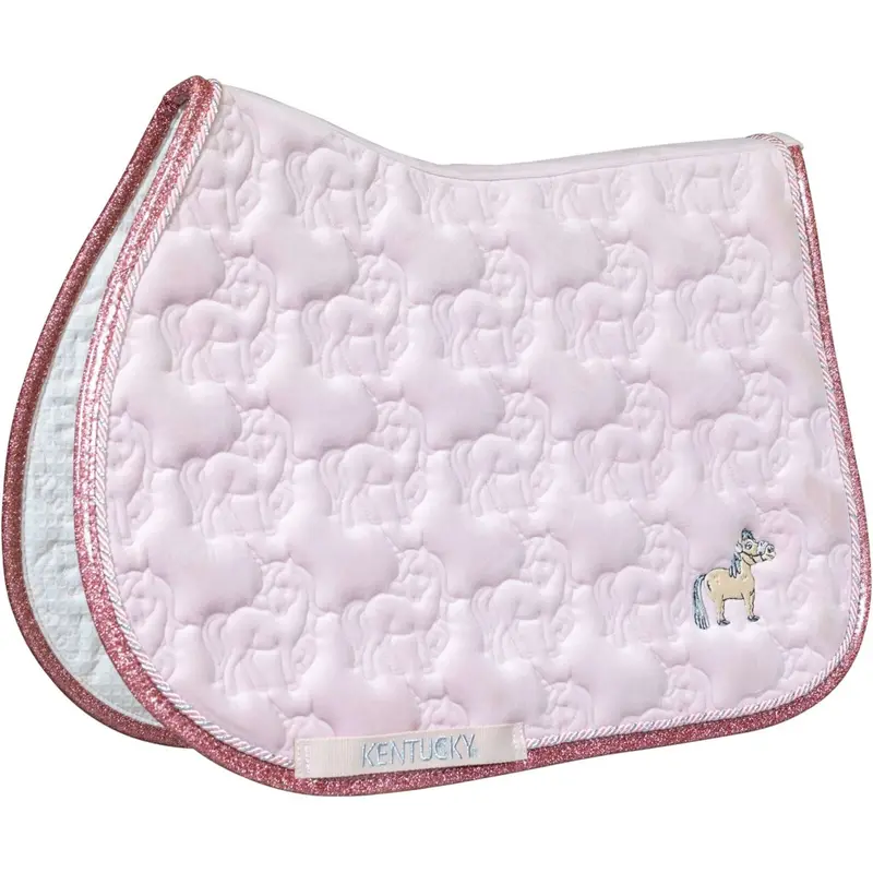 Kentucky Horsewear Glitter Unicorn Jumping Saddle Pad In Soft Pink 1