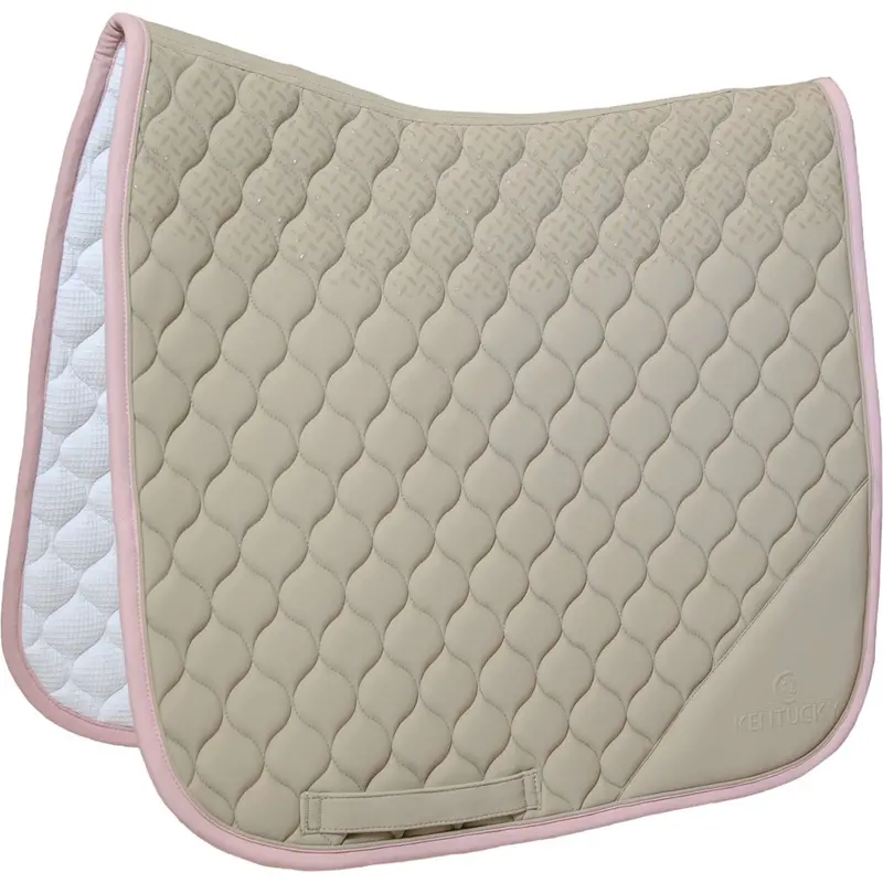 Kentucky Horsewear Softshell Onion Quilt Dressage Saddle Pad – Beige & Dusty Rose 1