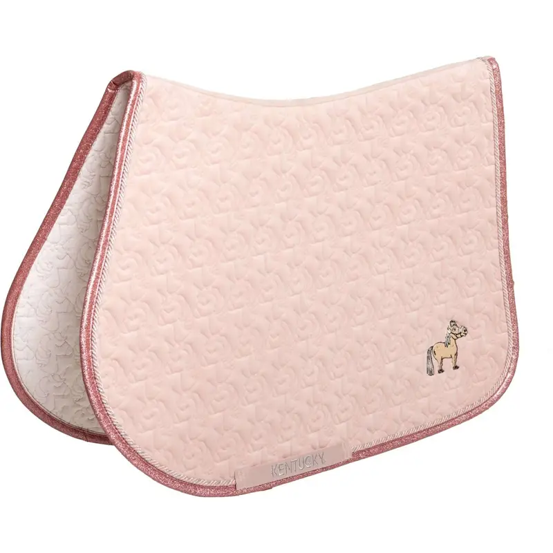 Kentucky Horsewear Unicorn Head Glitter Jumping Saddle Pad In Soft Rose 1