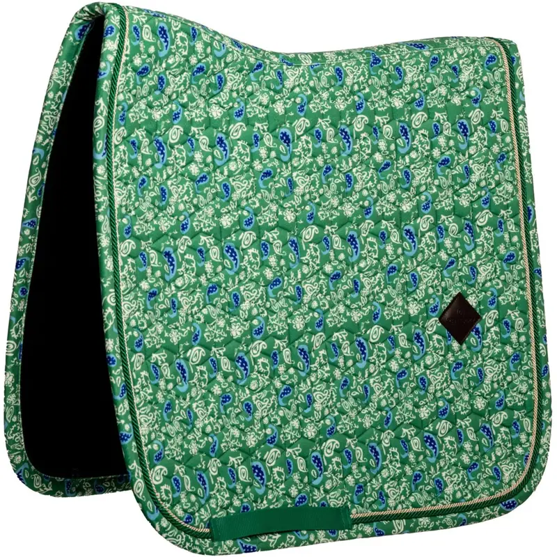 Kentucky Velvet Dressage Saddle Pad – Paisley Garden In Forest Green & Navy 1
