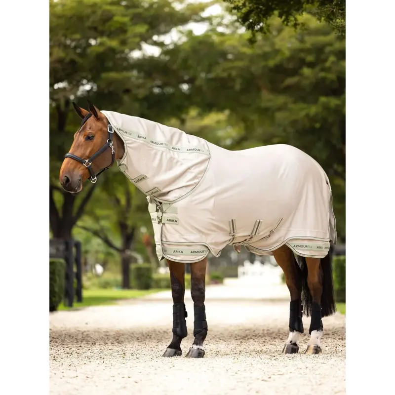 Lemieux Arika Anti-Flies Sheet – Armour-Tek Fabric, Stone & Fern 1