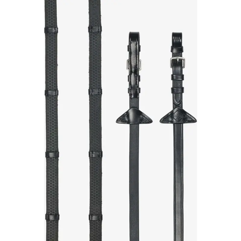 Lemieux Arika Soft Rubber Reins With Stopper – Black/Silver 1