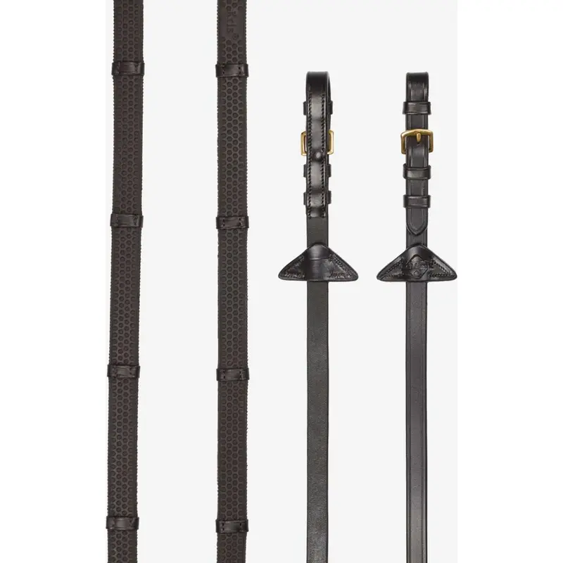 Lemieux Arika Soft Rubber Reins With Stopper – Brown/Brass 1