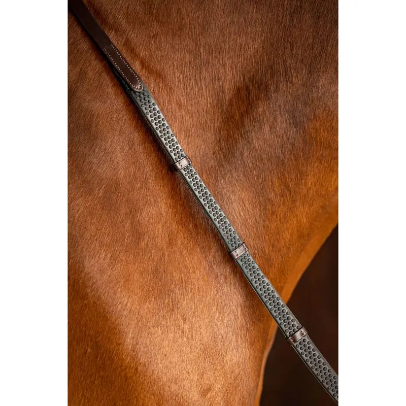 Lemieux Arika Soft Rubber Reins With Stopper – Havana/Brass 1