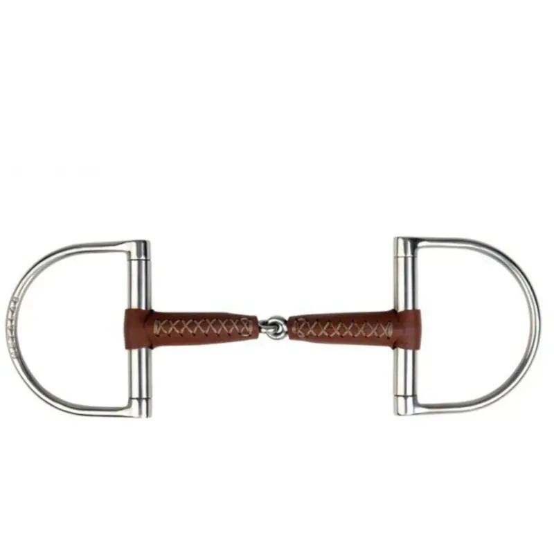 Metalab D-Ring Snaffle Bit With Pinchless Design And Leather Cover – 17Mm 1