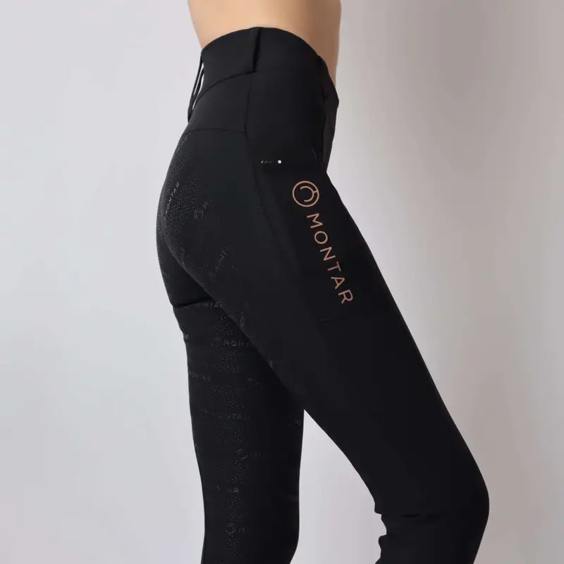 Michelle Rosegold Logo Black Riding Leggings 1