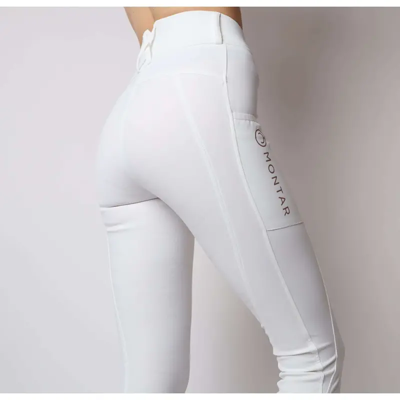 Michelle Rosegold Logo White Riding Leggings 1
