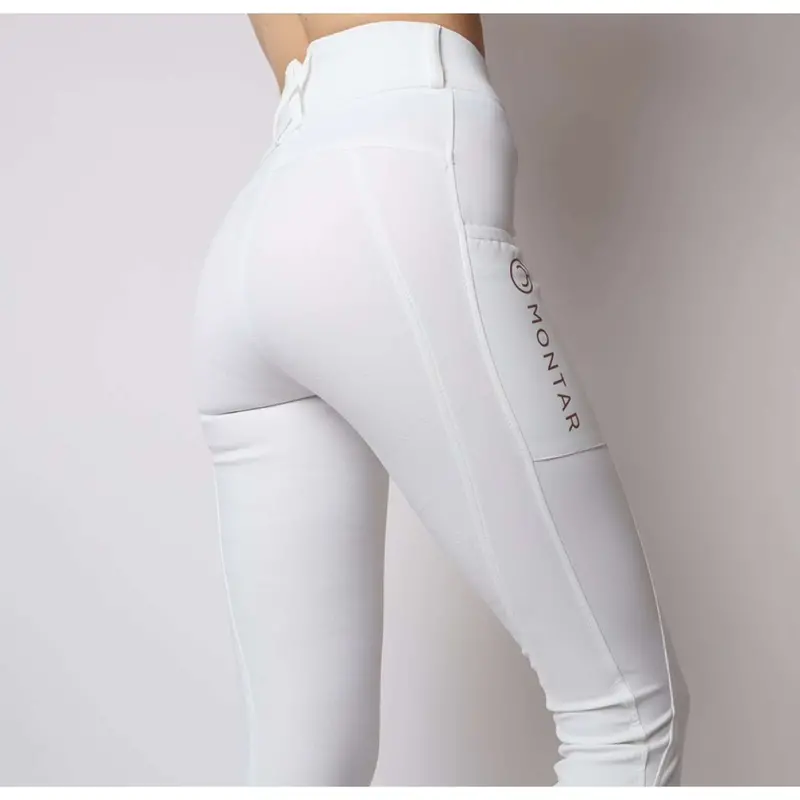 Montar Rosegold Logo Junior Leggings – White Equestrian Fit 1