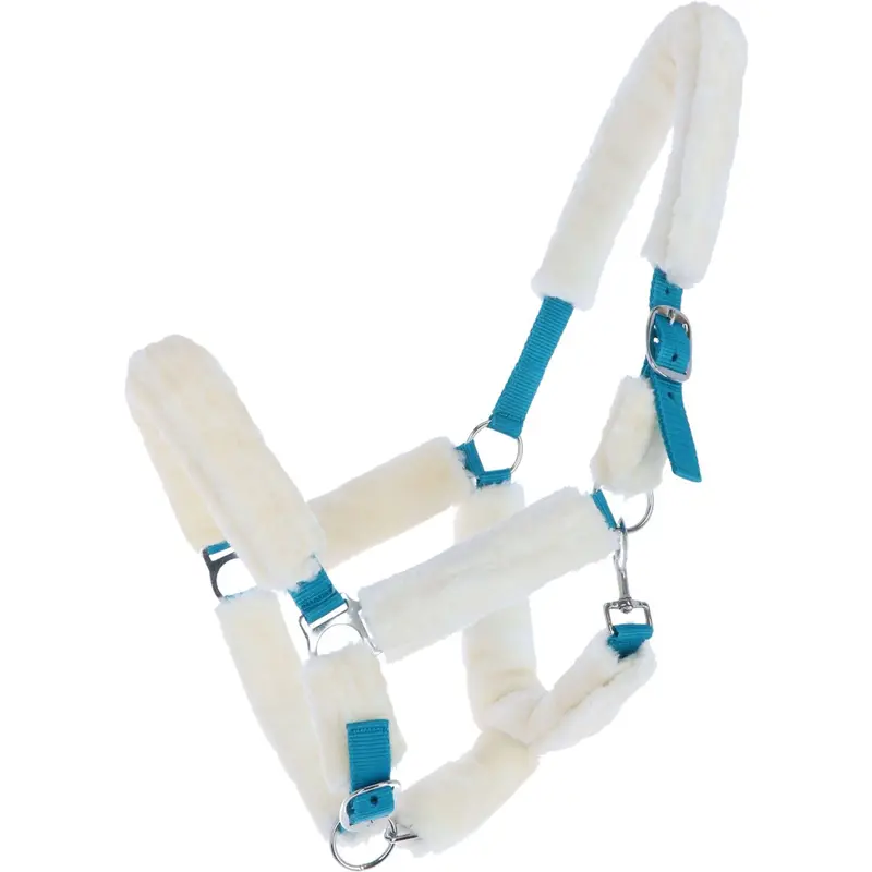 Norton Synthetic Sheepskin Full-Cover Noseband In Ecru & Electric Blue 1