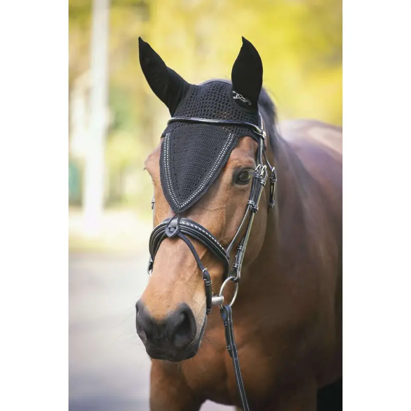 Pénélope Crystal-Embellished Fly Mask – Long-Fit, Black 1